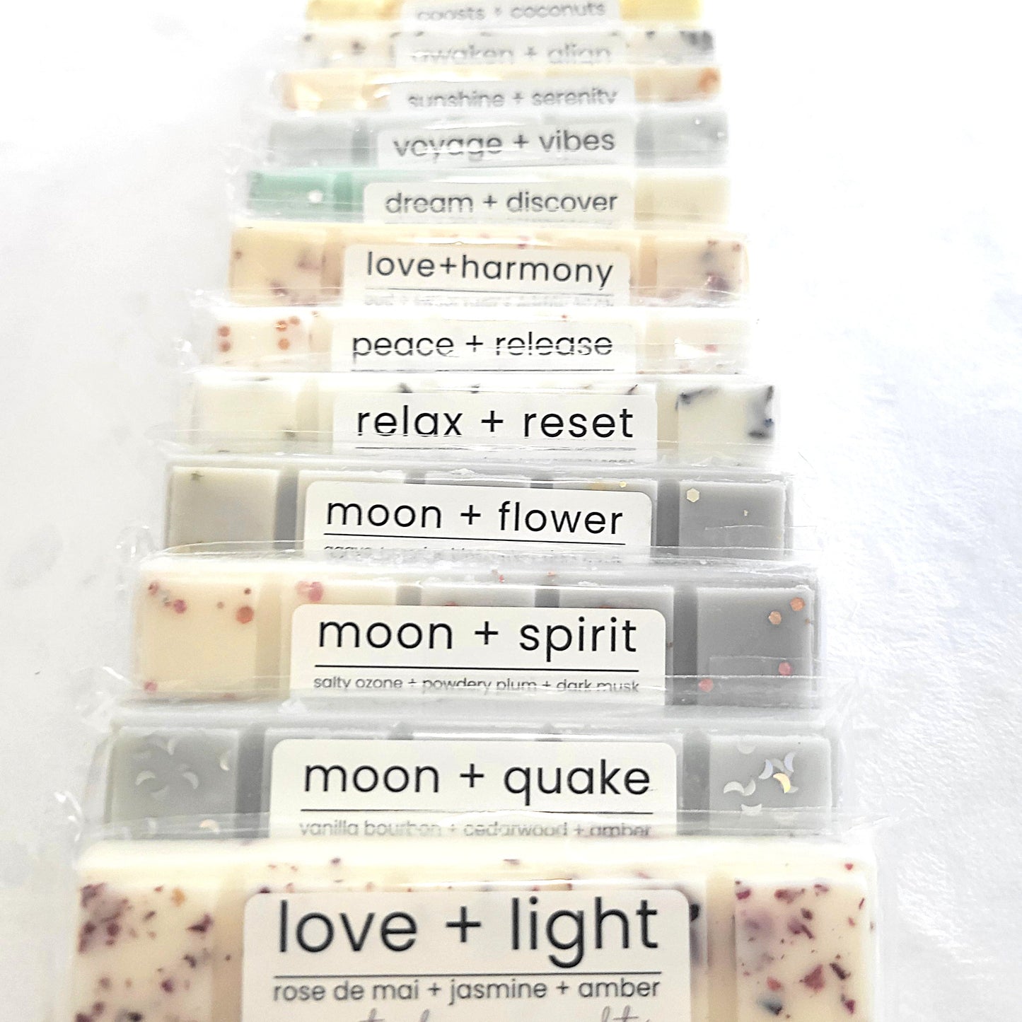 wax melts featured in market booth with natural display