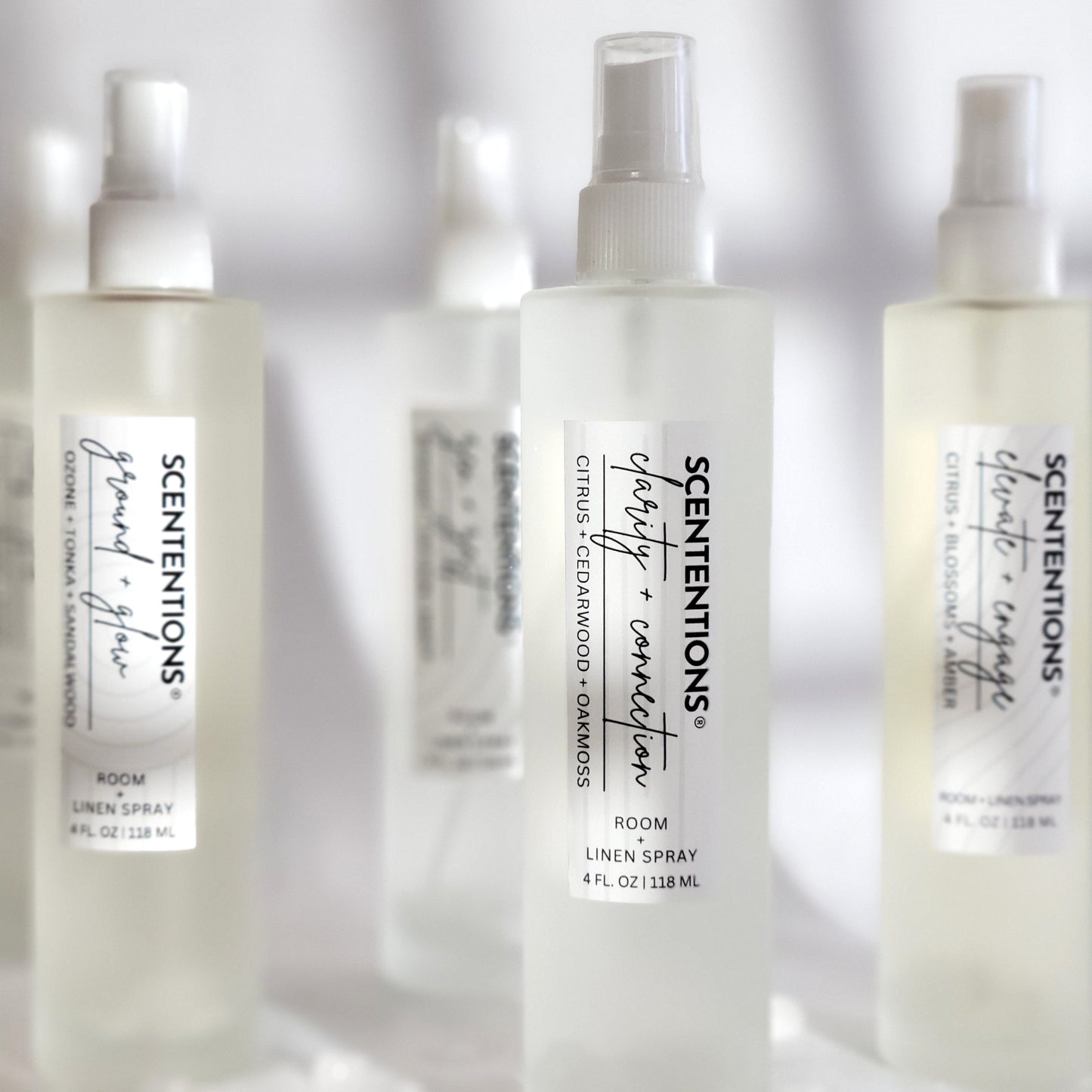 Assorted Scententions organic room and linen sprays with crystal infusion