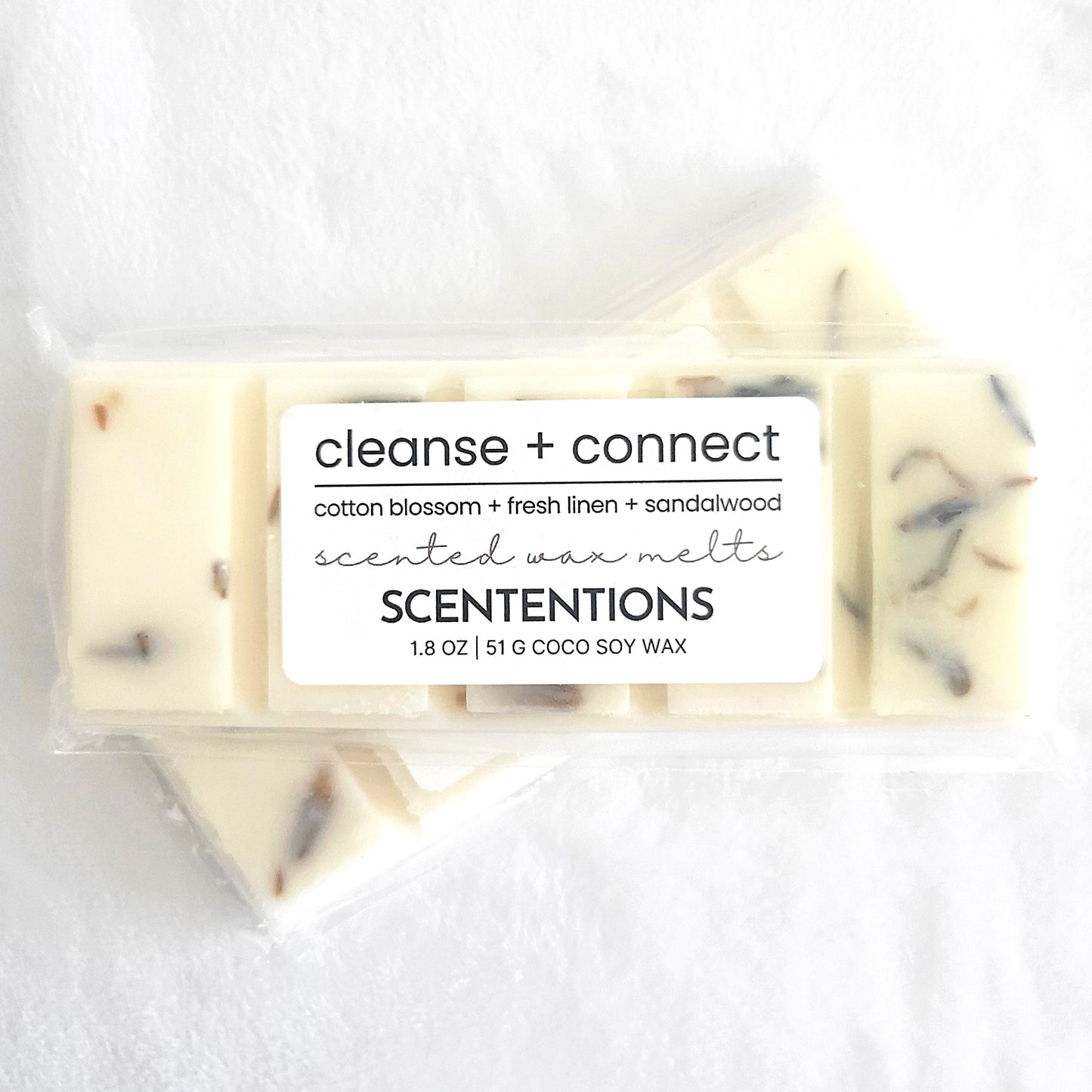 Cleanse and Connect coconut soy wax melt bar with dried herbs