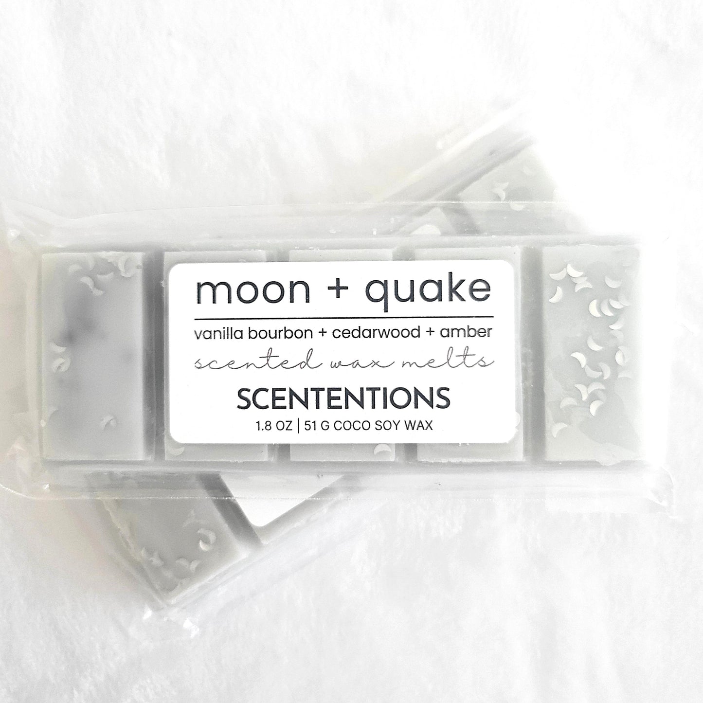 Moon + Quake coconut soy wax melt bar with biodegradable moon glitter