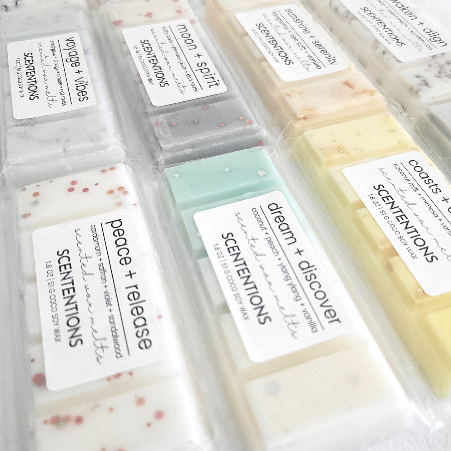 Collection of Scententions organic coconut soy wax melts