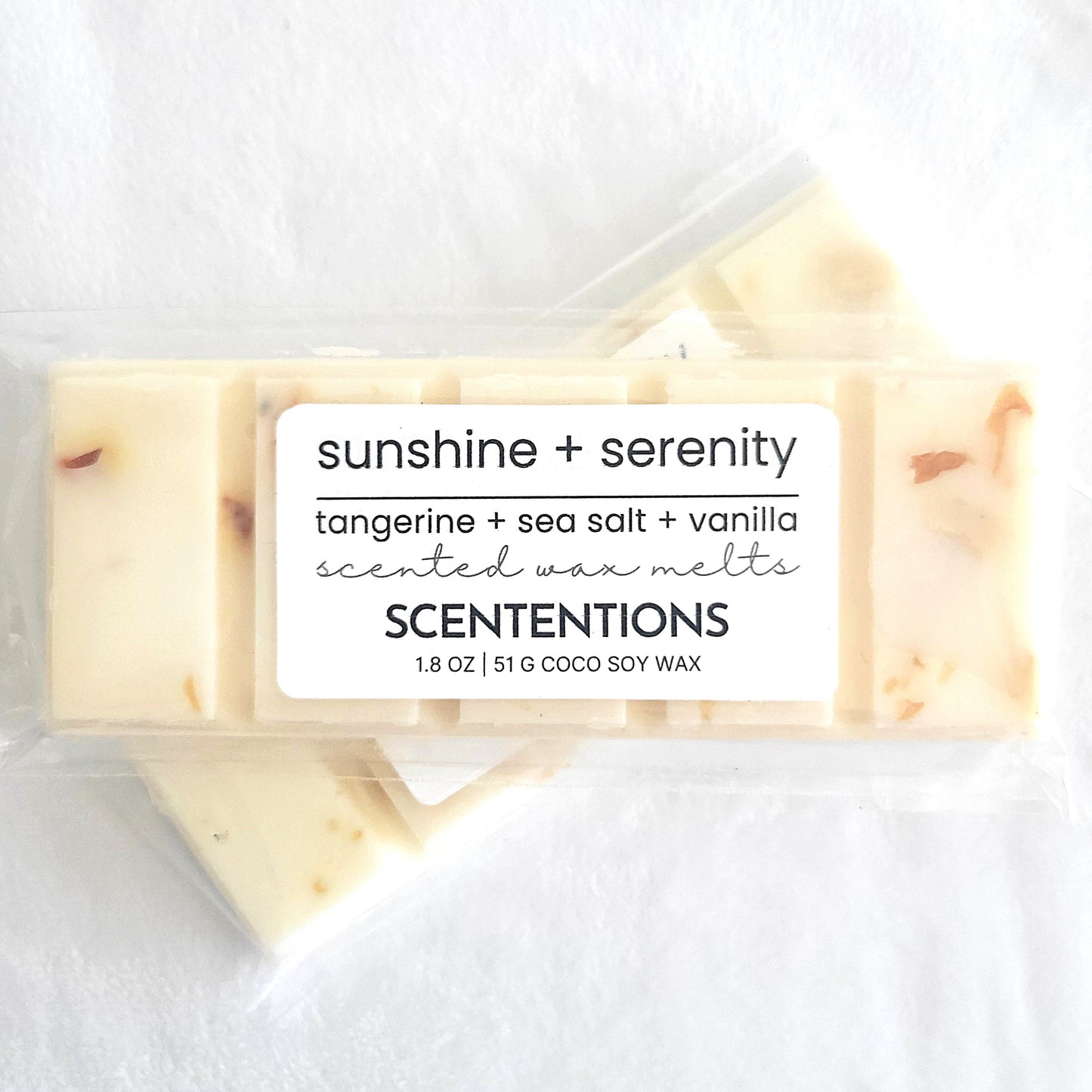 Sunshine and Serenity coconut soy wax melt bar with dried oranges