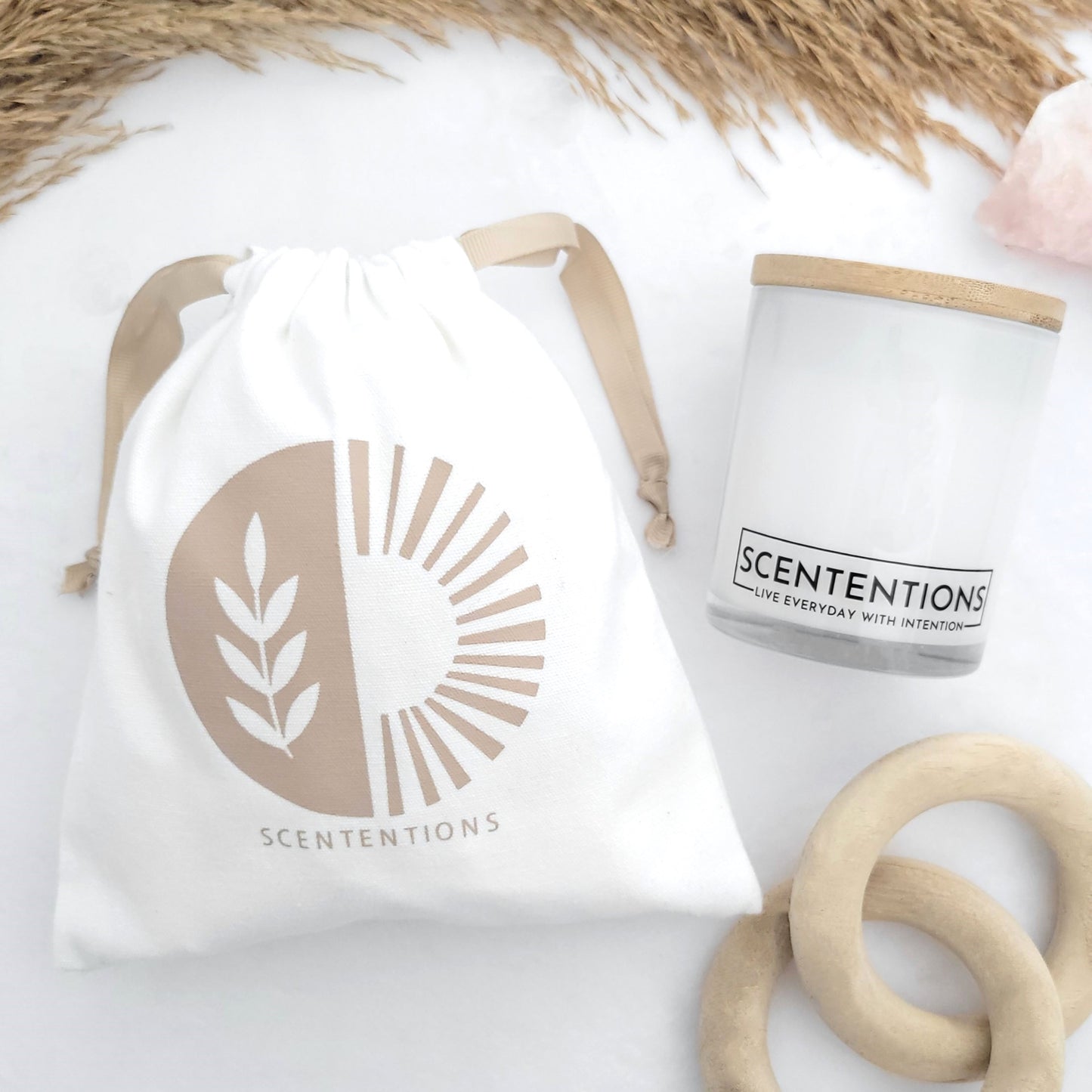 Wanderlust Collection candle packaged in reusable canvas tote for eco-friendly storage and gifting by Scententions