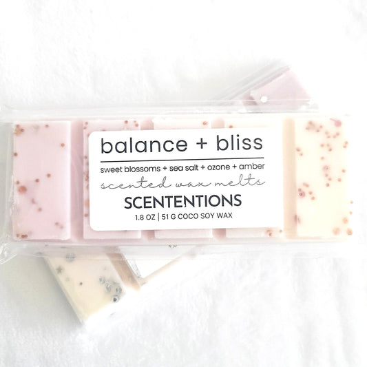 Balance + Bliss coconut soy wax melt  in eco-friendly packaging