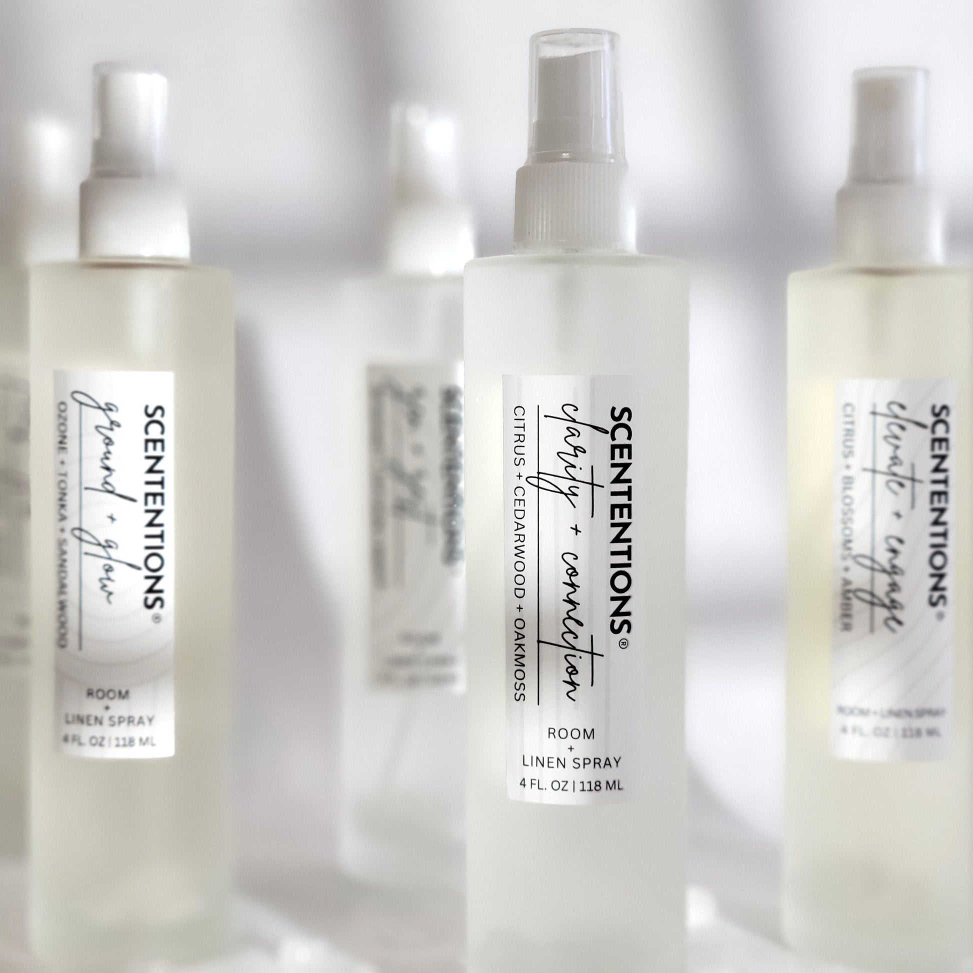 Assorted Scententions organic room and linen sprays with crystal infusion