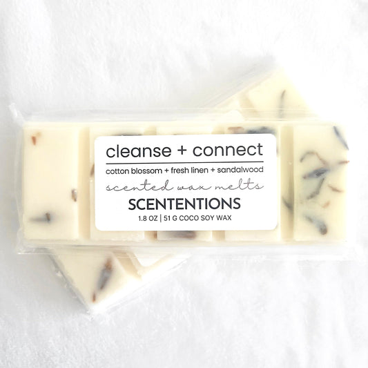 Cleanse and Connect coconut soy wax melt bar with dried herbs