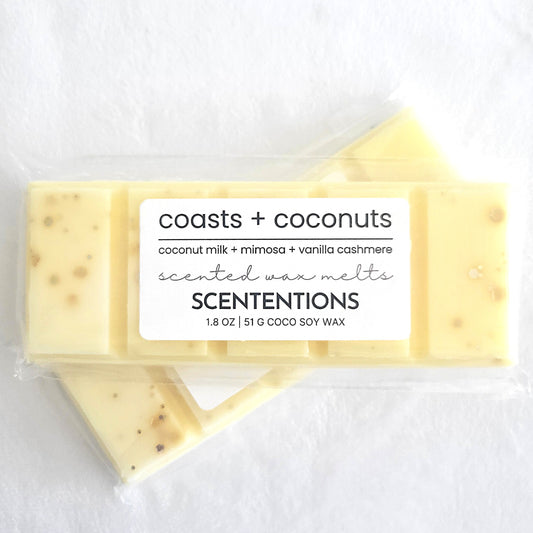 Coasts and Coconuts coconut soy wax melt bar with biodegradable glitter
