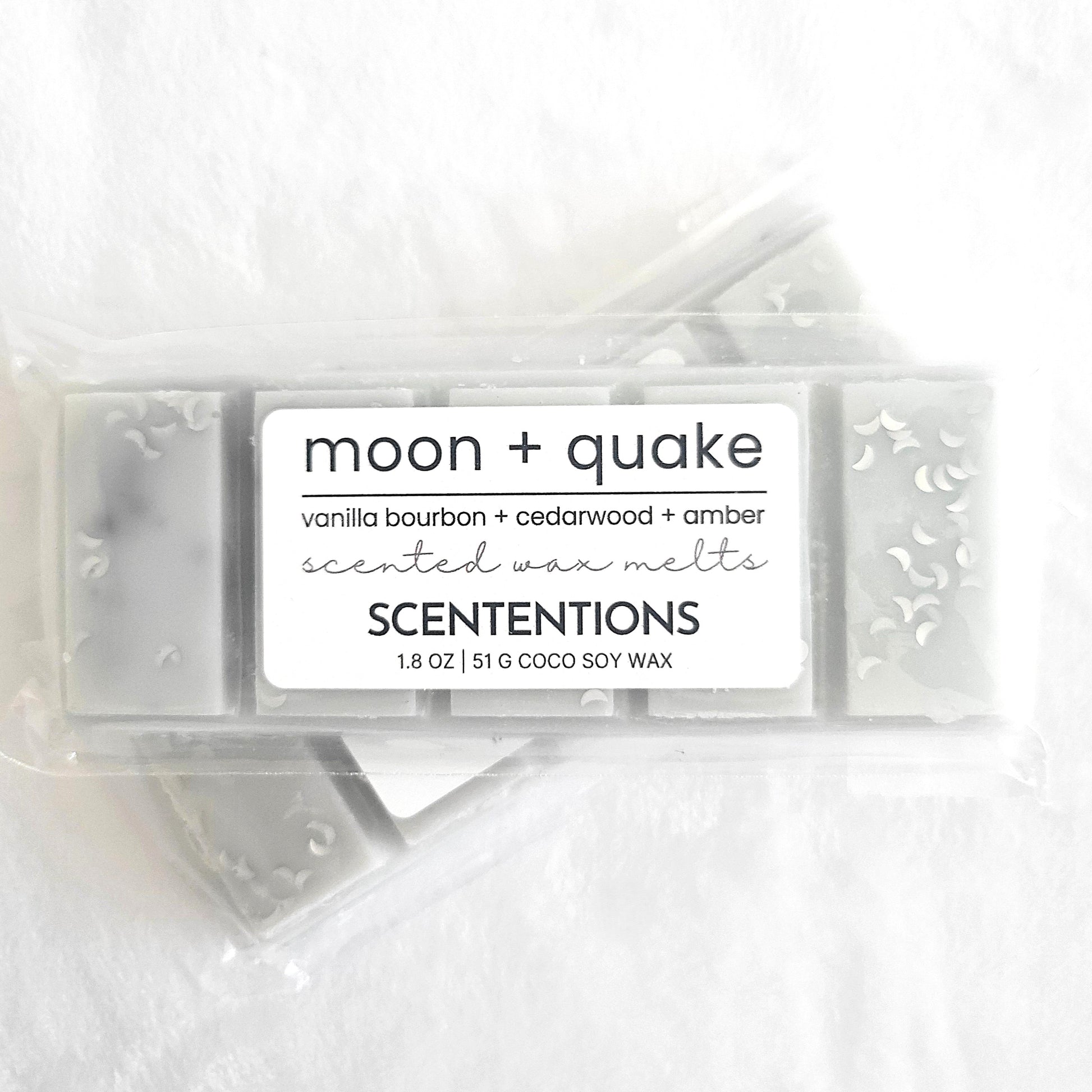 Moon + Quake coconut soy wax melt bar with biodegradable moon glitter
