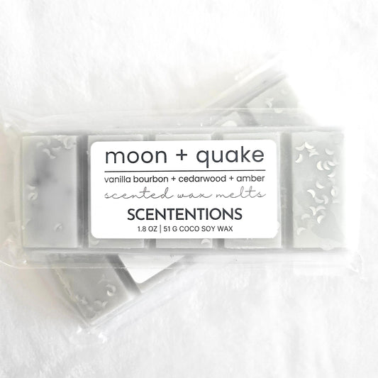 Moon + Quake coconut soy wax melt bar with biodegradable moon glitter