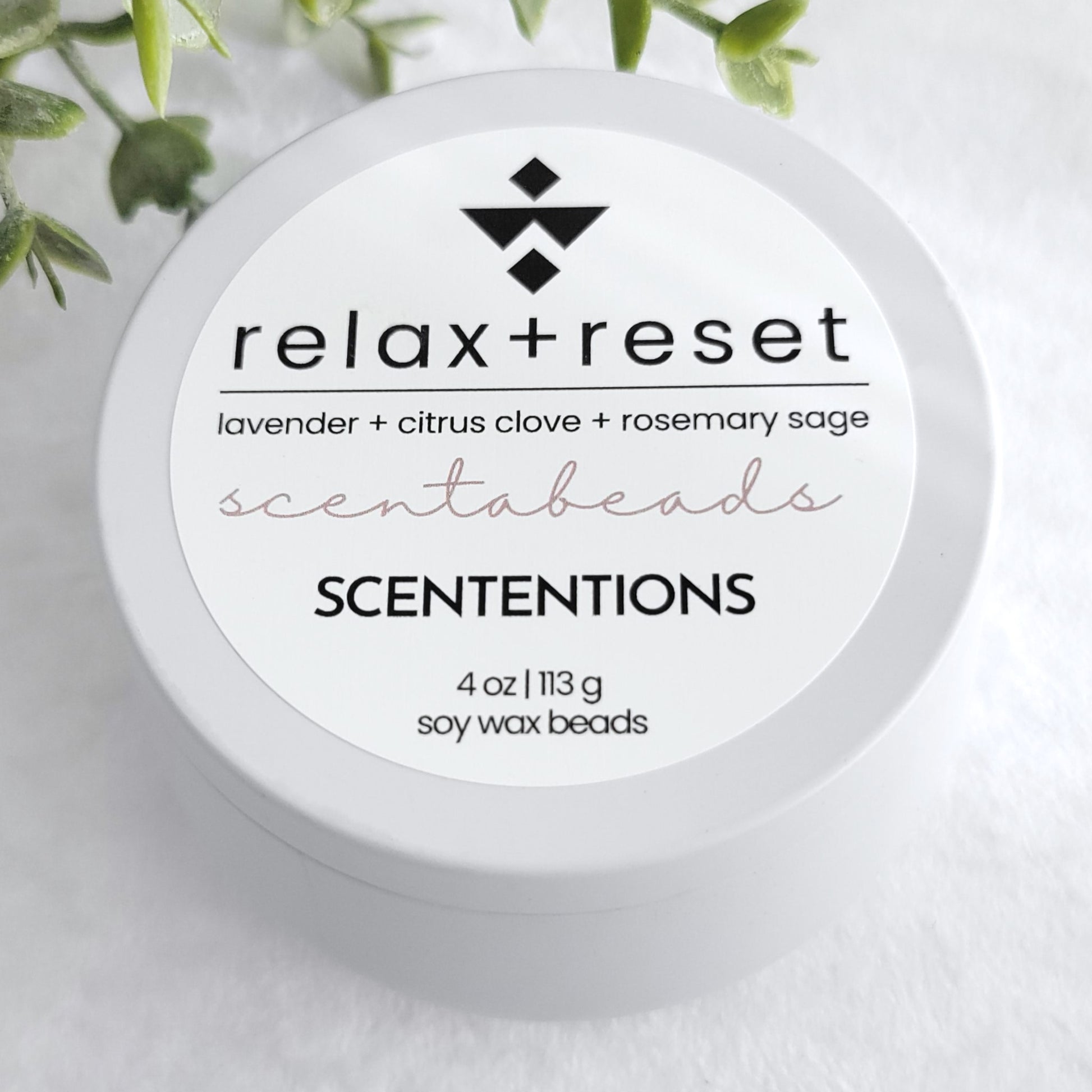  Relax + Reset soy wax melt beads with Lavender, Citrus, and Rosemary for calming aromatherapy