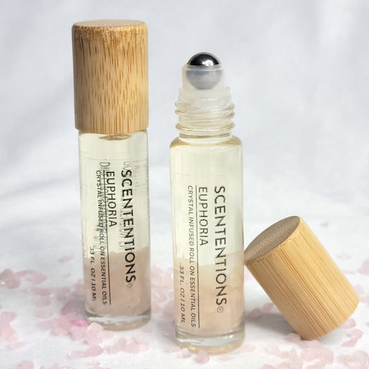 Euphoria crystal infused essential oil roll-on with jasmine, orange, and vanilla scent
