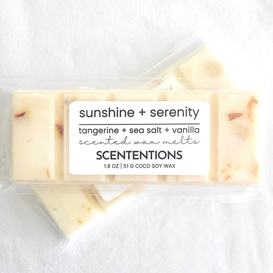Sunshine and Serenity coconut soy wax melt bar with dried oranges