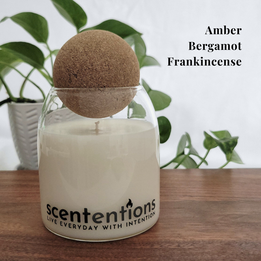 Wander + Wonder Signature Candle with cinnamon, sugar plum, and sandalwood, made with organic coconut wax by Scententions.